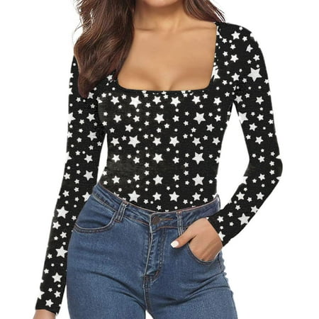 

Best Gifts for Girls Long Sleeve Bodysuit For Women Tummy Control Leotard Shapewear Mock Neck Bodysuit High Neck Fitted Sexy Bodysuit Rompers Jumpsuit Black Shapewear Size M