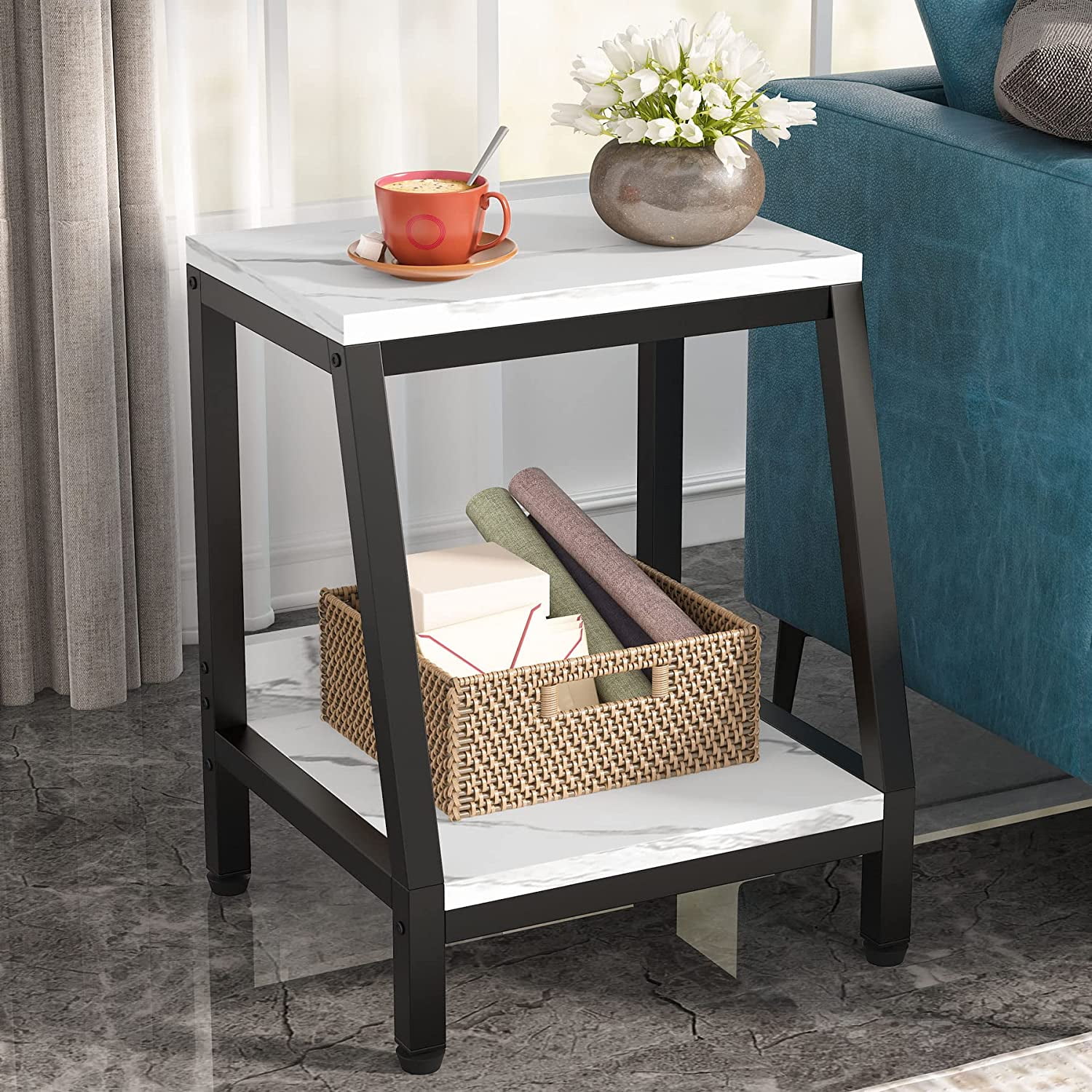 Tribesigns White Faux Marble End Table, Modern Zambia Ubuy