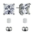 thumbnail image 2 of Brilliance Fine Jewelry Women's Simulated Diamond Square Stud Earrings in Sterling Silver 8MM, 2 of 3