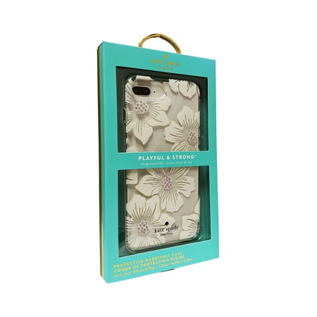 kate spade new york - Protective Hardshell Case for Apple® iPhone® 8 Plus - Cream with Stones/Hollyhock Floral Clear
