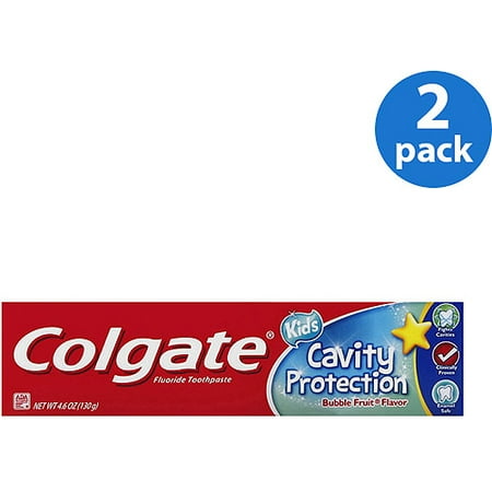 (2 pack) (2 Pack) Colgate Kids Cavity Protection Bubble Fruit Fluoride Toothpaste, 4.6 oz