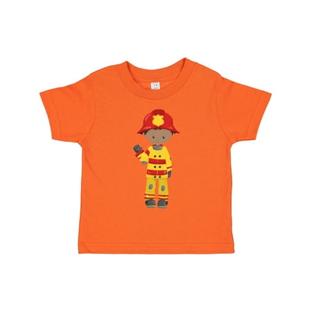 

Inktastic African American Boy Fireman Firefighter Helmet Gift Toddler Boy Girl T-Shirt