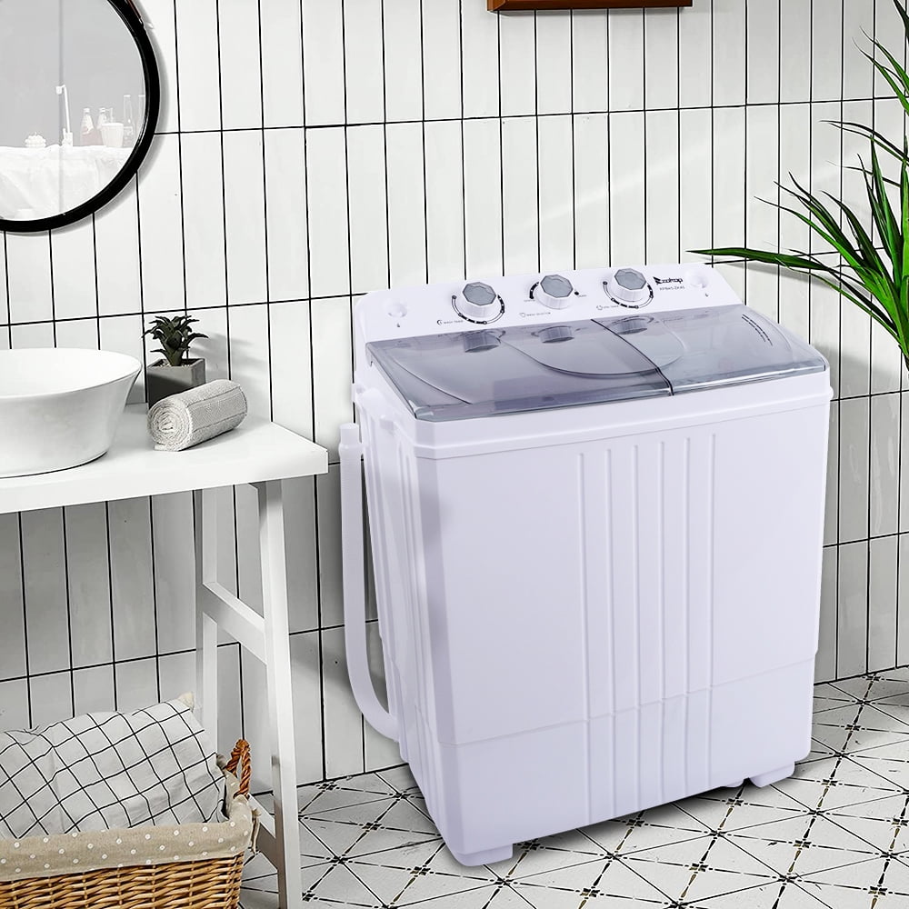 ZENY Portable Mini Washing Machine 9lbs Capacity Small Semi-Automatic Compact Washer for Compact Laundry,Single Translucent Tub 