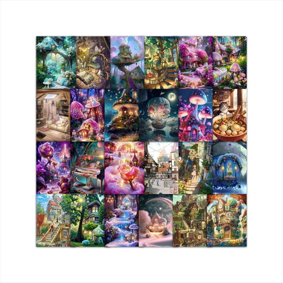 Fairy Tale World Cottage Stickers - Dreamy Scenery Cartoon Decals for DIY Journals and Ins Style Decor