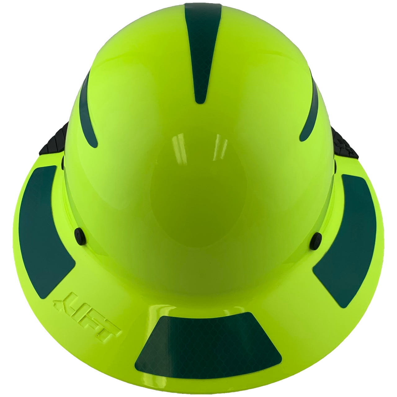 DAX Fiberglass Composite Hard Hat - Full Brim High-Viz Lime with Reflective Green Decal Kit Applied