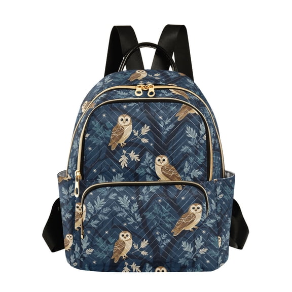 FORMRS Mini Backpack Purse for Women Quilted Travel Daypack Casual Shoulder Bag, Blue Cartoon Owl Pattern