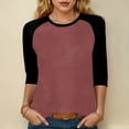 thumbnail image 2 of zaveiop Women's Color Block 3/4 Raglan Sleeves T-Shirt Loose Crew Neck Casual Tops Trendy Basic Pullover Casual Outfits 2025 (Z-Rose Gold, XL), 2 of 6
