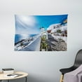 thumbnail image 1 of Summer Tapestry, Ancient Oia Village in Santorini Island Greece with Aegean Sea Scenery Image, Wall Hanging for Bedroom Living Room Dorm Decor, 60W X 40L Inches, Blue and White, by Ambesonne, 1 of 2