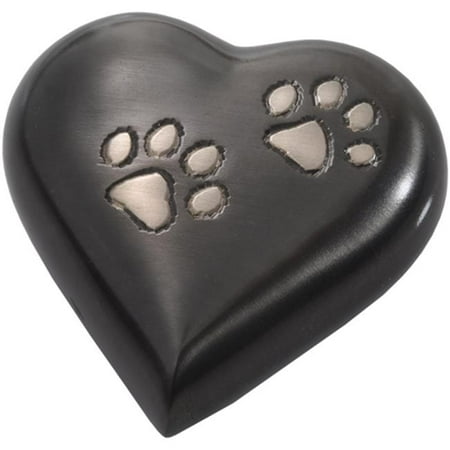 Gunmetal Heart - Memorial Gallery 8351G- gunmetal Gun Metal Pawprint Heart Pet Urn