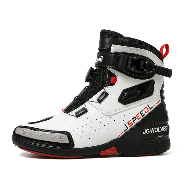 JG WOLVES - Summer Motorcycle Riding Boots - Breathable & Protective Gear for Men & Women - Road Racing & Commuting Shoes,White,37