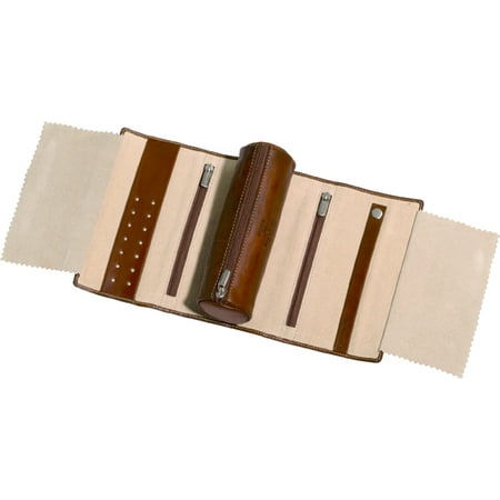 Tony Perotti Italian Leather Premium Combination Jewelry Roll in Cognac