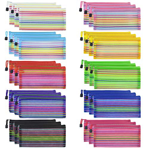Soft Plastic Zippered B6 Paper File Document Holder Bag Assorted Color 30pcs 