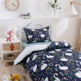thumbnail image 2 of 3D Swan Leaves Floral Cartoon Pattern Funda de edredón Set Ropa de Cama Funda Nórdica, 2 of 8