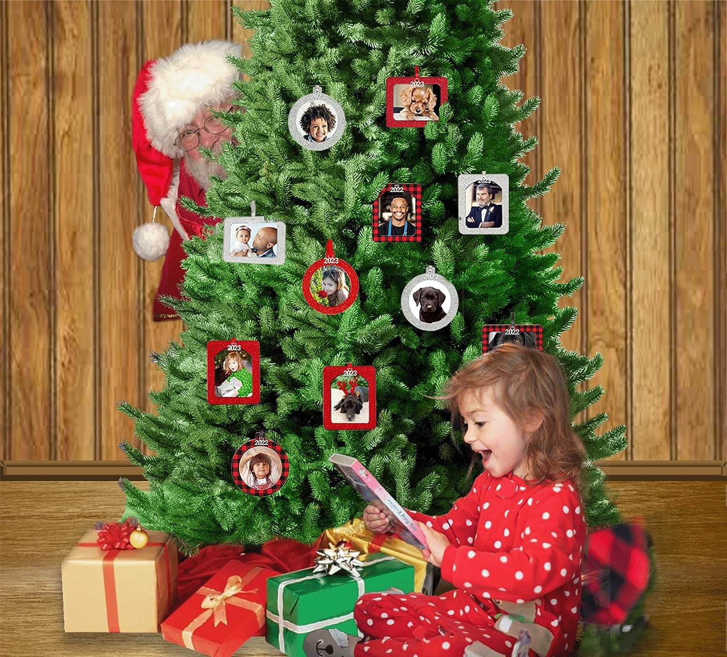2023 Picture Ornament, Magnetic Glitter with Photo Protector