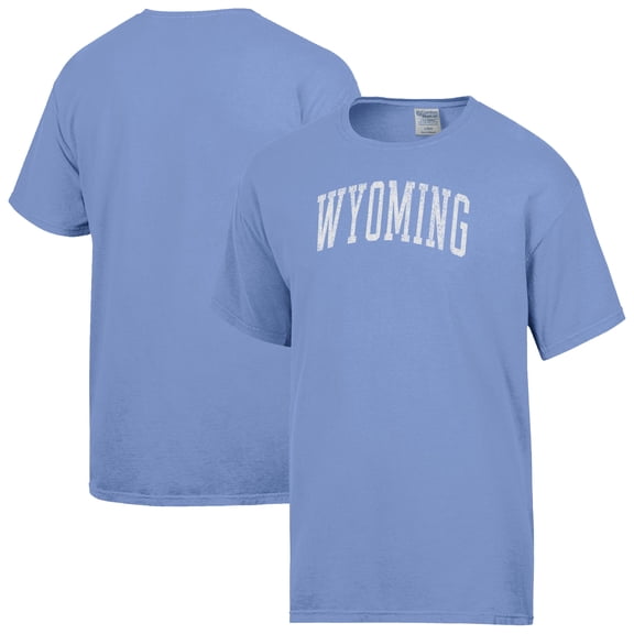 Men's-ComfortWash  Light Blue Wyoming Cowboys Distressed Arch T-Shirt
