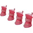 thumbnail image 1 of Botas para perros Yjmei 2 pares zapatos de invierno antideslizantes con suela de goma color rosa, 1 of 5