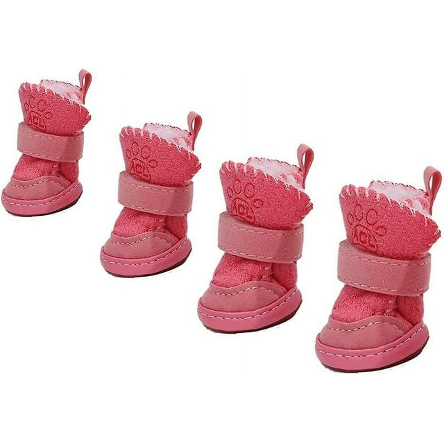 Botas para perros Yjmei 2 pares zapatos de invierno antideslizantes con suela de goma color rosa