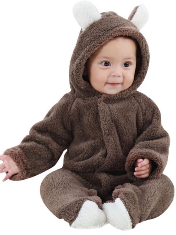Newborn Infant Baby Boys Girls Romper Hooded Jumpsuit Bodysuit Outfits Clothes