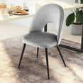 thumbnail image 4 of Gymax Chaise de Salle à Manger en Velours, Lot de 4, Gris (Lot de 4), 4 of 9