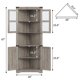 thumbnail image 4 of Armario esquinero alto rústico – Puertas de transparente, estantes ajustables, 6 niveles – Gabinete de almacenamiento para esquina de sala, cocina o baño – Ahorra espacio – Color gris envejecido, 4 of 6