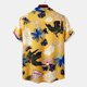 thumbnail image 3 of Camisas De Para Hombre Camisas de un solo pecho de primavera y verano para hombre, camisas de vacaciones al libre con bolsillo de manga corta y solapa con estampado informal para playa (Yellow, XL), 3 of 7