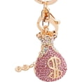 thumbnail image 2 of Llavero con colgante de bolso con forma de signo de dólar y diamantes de imitación de cristal para mujeres y niñas (rosa), 2 of 2