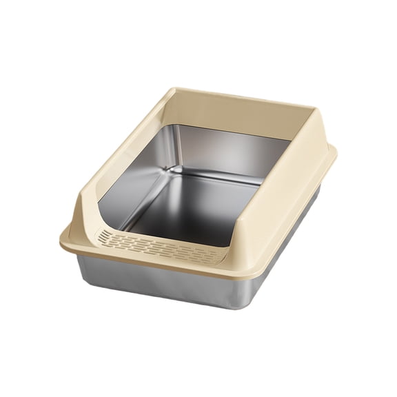 Leodye 1PCS Stainless Steel High-Sided Litter Box for Smalls, Non-Stick Odor-Proof & Easy to Clean -15.75x1 1.81x7.87in
