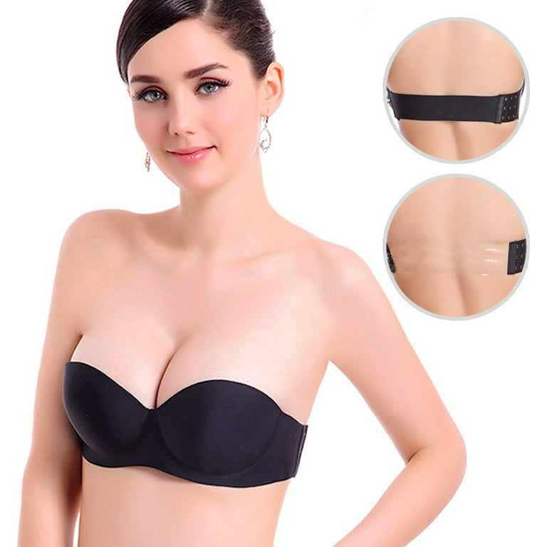 Women's Strapless Push Up Bras Solid Color One-piece Seamless Invisible Bra  with Two Strap