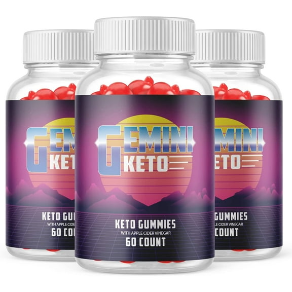 (3 Pack) Gemini Keto Gummies - Supplement for Weight Loss - Energy & Focus Boosting Dietary Supplements for Weight Management & Metabolism - Fat Burn - 180 Gummies