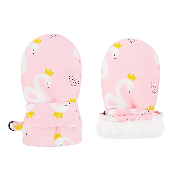 Toddler Gloves Waterproof Winter Infant Snow Mittens Lined Fleece Child Ski Gloves for Boys Girls Pink Swan 6 Months to 6 Years
