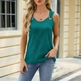 thumbnail image 6 of Scacto Fashion Women's Summer Vest Solid Round Neck Sleeveless T-shirt Tank Tops With Metal Button Design, 6 of 8