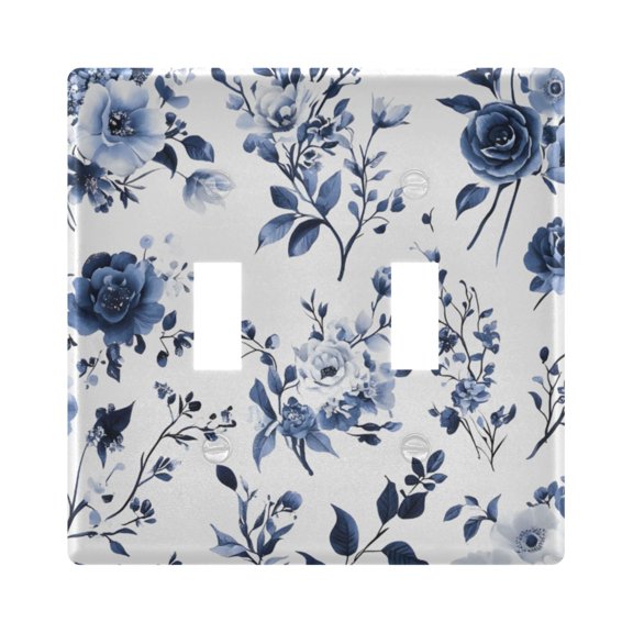 Light Switch Cover Blue and White Porcelain Plates Faceplate Decorative Switch Plate for Bedroom Home Decor