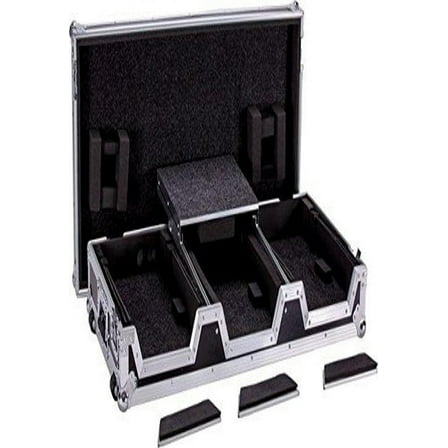 DEEJAY LED Durable Fly Drive DJ Coffin Case For Two Pioneer CDJ2000 Plus One 12-Inches Mixer or Similarly Sized Equipment Complete with Removable Top Cover and Front Doors for CD Access TBHCDJ2K12WLT