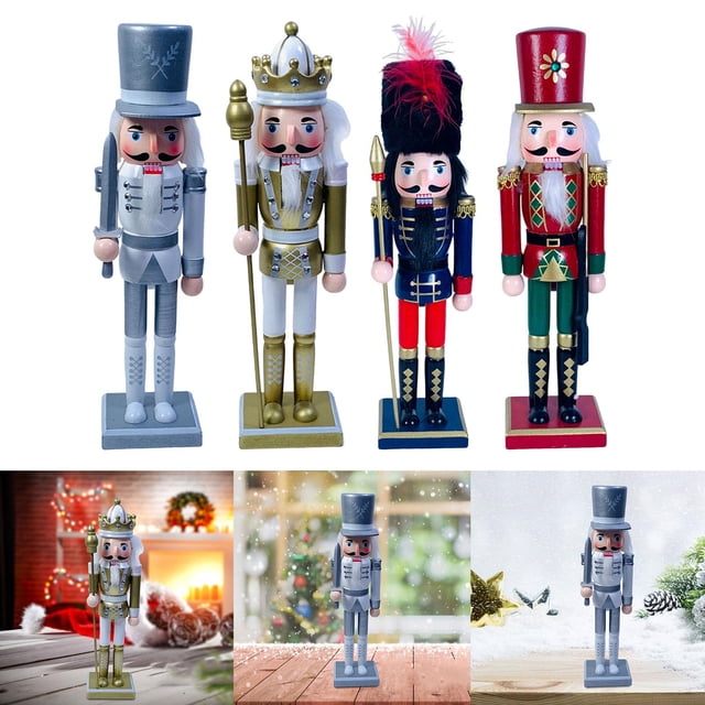4 piezas 30 cm Cascanueces figura estantería adornos navideños Estilo H Macarena Figurita de Cascanueces