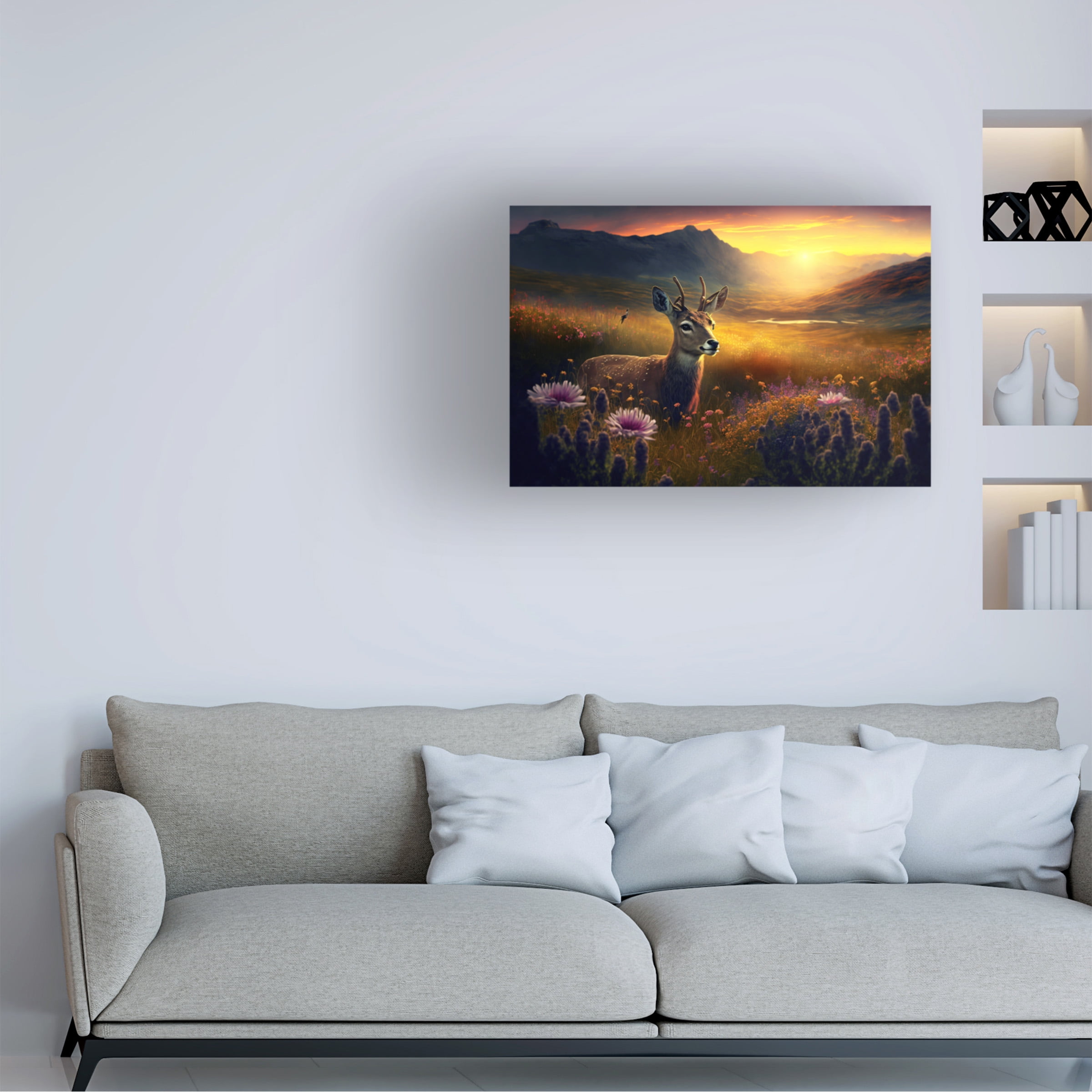 Canvas Wall Art - Ray Heere 'Woodland Animals 3' Wall Art for Living Room, Bedroom, or Office Décor by Trademark Fine Art - 47 x 30 Inches