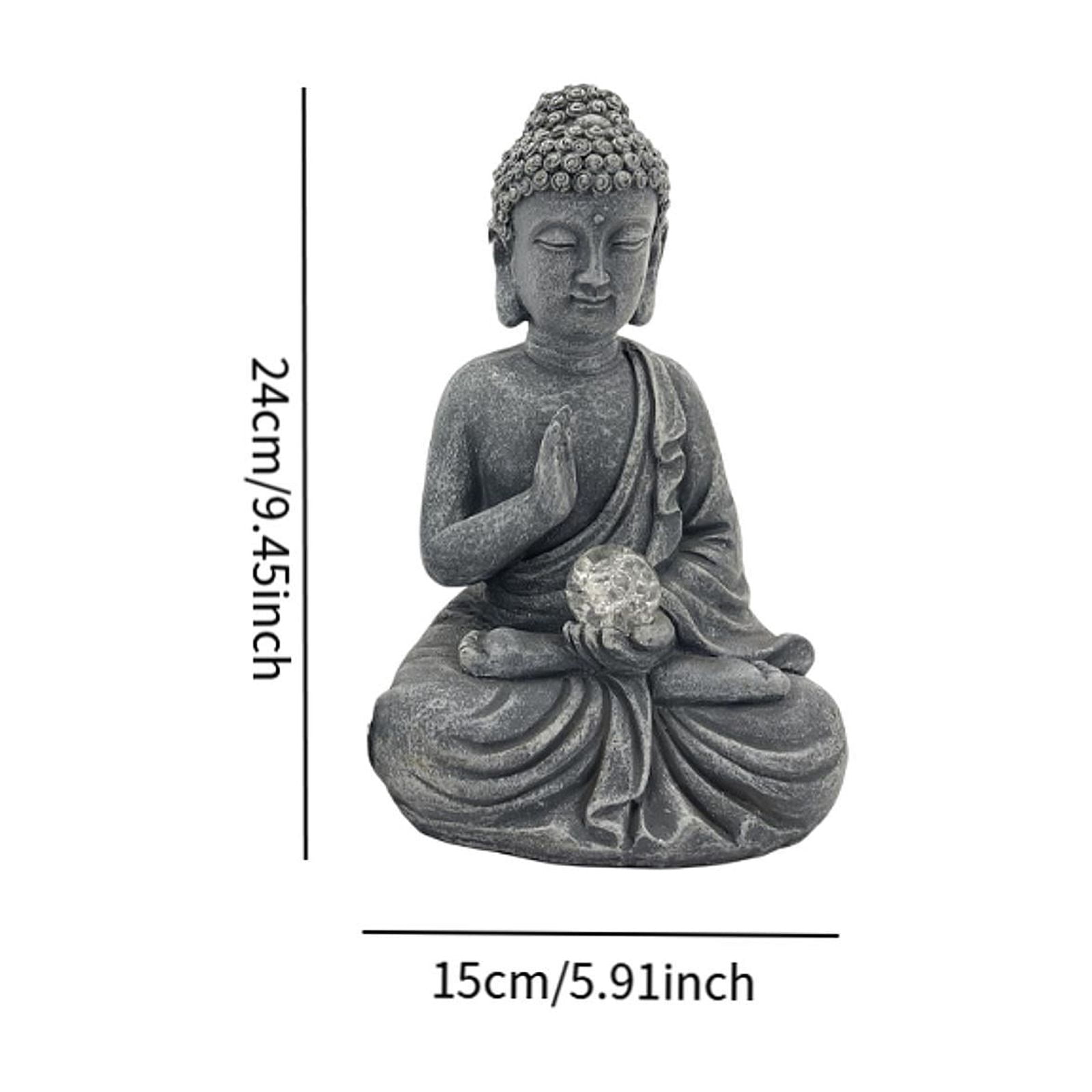 figatia Garden Solar Buddha Sculpture with Lamp Entrance Ornament for Courtyard Size S