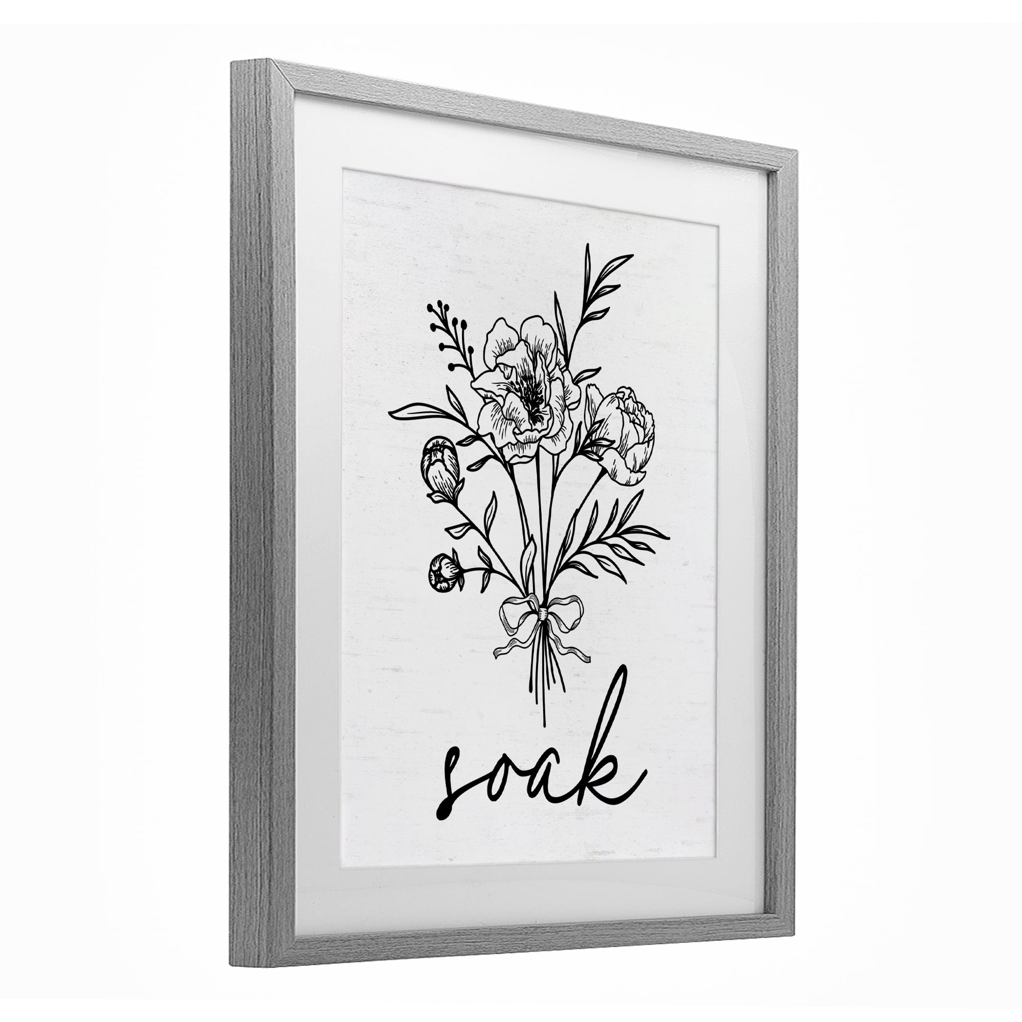 Bathroom Herb Soak Gray Framed Print Under Glass, design by Lettered and Lined