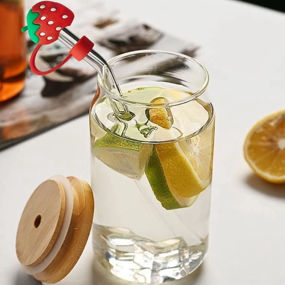 Fruit Shaped Straw Topper, Reusable Cartoon Straw Cap Dust Proof Cover, Universal Straw Tip Plug For Drinking Cup Tumbler Accessories
