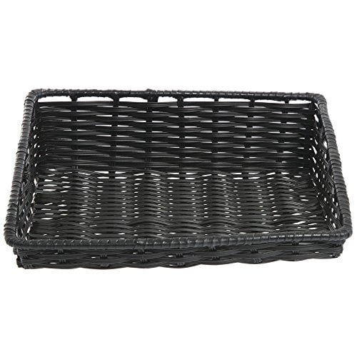 HUBERT Wicker Look Tapered Storage Basket, Rectangular Black - 15 1/2"L x 14"D x 1 1/2" to 4"H