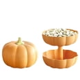 thumbnail image 4 of Halloween Pumpkin Fruit Bowl with Lid, Simulated Pumpkin Candy Snack Storage Tray, Reusable Serving Dish for Fall Harvest, Halloween Party Food, Home Tabletop Ornament Holiday Treat Container, 4 of 7