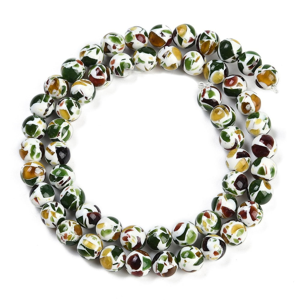 3strands Sythetic Amber Beads Strands Round Green 7.5mm Hole: 1mm about 55pcs/strand 15.75''(40cm)