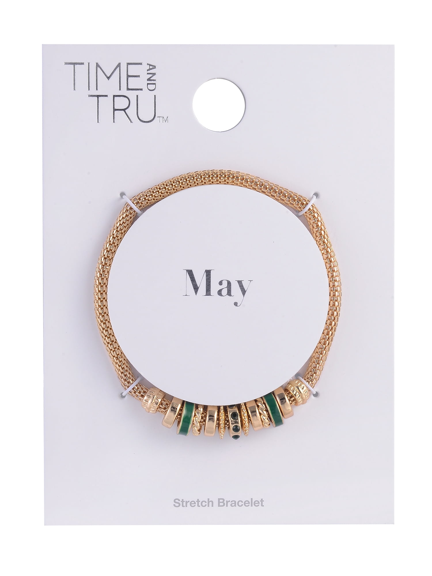 Time and Tru Goldtone Chain with Emerald Birthstone "May" Bracelet