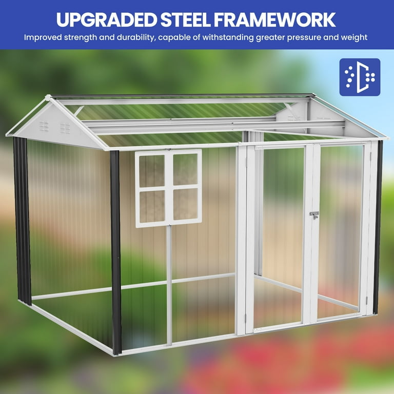 ModFusion 8x10 ft Storage Shed with Large Window, Lockable Double