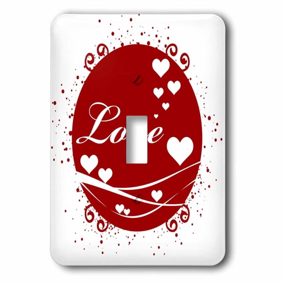 3dRose, Red Hearts With Love Word Art on White Background, single toggle switch