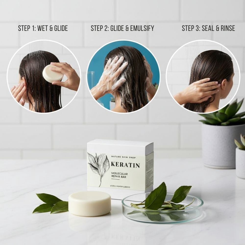Nature Skin Shop Keratin Smoothing Conditioner Bar, Strengthens Appearance of Dry & Damaged-Looking Hair, Tames Frizz, Sulfate-Free, 4 Ounces