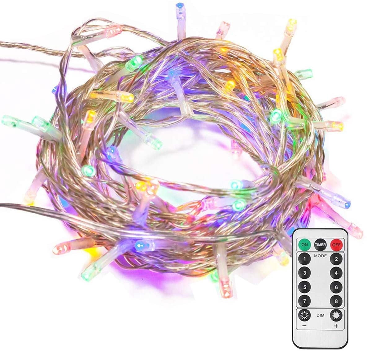 100 LEDs Outdoor LED Fairy String Lights Battery Operated with Remote  (Dimmable, Timer, 8 Modes) MultiColor - Walmart.com