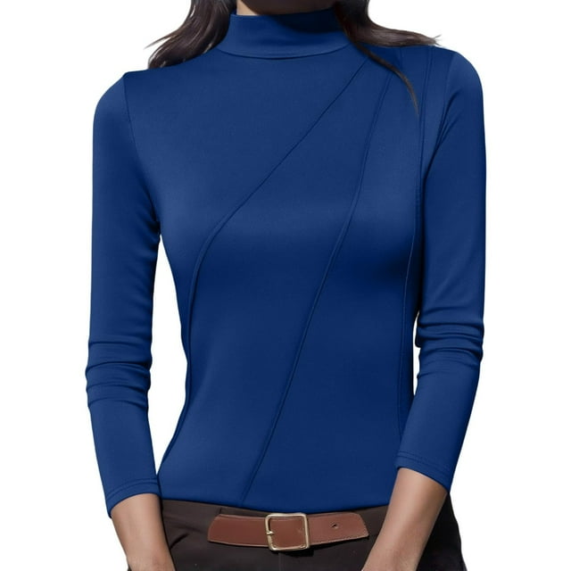 QHFBli Chandails Thermiques à Col Roulé pour Femmes Texture Polaire Manches Longues Couche de Base Chauds pour Temps Froid Entraînement