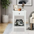 thumbnail image 2 of Sesslife Night Stand, Small Side Table with Drawer & 1 Shelf, 2 Tier White End Table with Storage, End Tables for Living Room, Wood Side Tables, 2 of 10