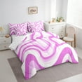 thumbnail image 3 of jejeloiu Modern Geometric Desgin 7-Piece Twin Bedding Sets,Minimalist Stripes Lines Bedding Comforter Set,Pink White Sheet Sets For Teens,Luxury Bedroom Decor Reversible, 3 of 8