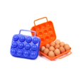 thumbnail image 1 of Soporte para huevos para acampar, elementos esenciales para acampar con asa, cartón para huevos, adecuado para vehículos recreativos al aire libre, camping, picnic (12 rejillas, azul + naranja), 1 of 5